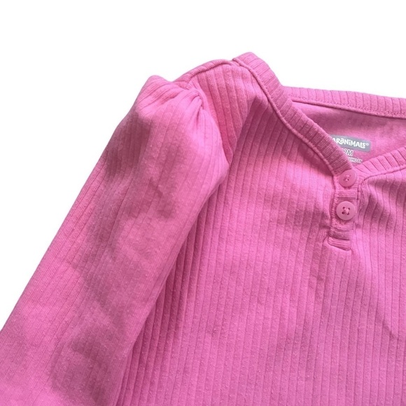 Garanimals ribbed texture tight knit top V-neck bell sleeves 2 buttons Girls 12M - Picture 6 of 7